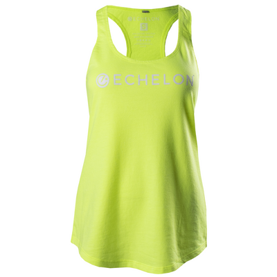 Heather Yellow racerback tank with echelon logo on chest